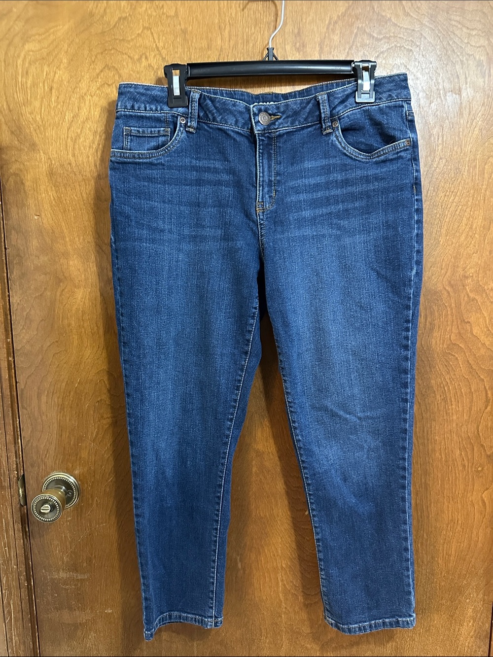 Women's Blue Stretch Denim Capri Pants